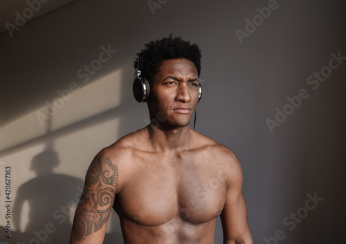 Athletic Man With Headphones