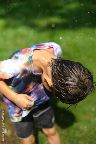 Little kid with wet hair photo