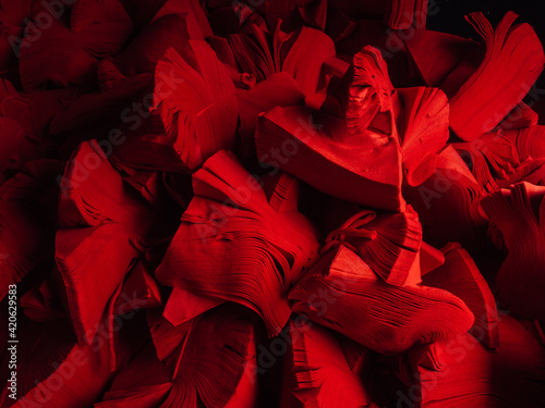 Packed layers of red textile photo