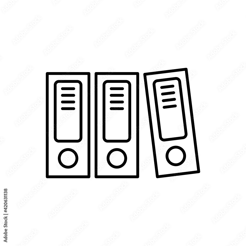 Archive documents, binder icon in flat black line style, isolated on white background Archive documents, binder icon in flat black line style, isolated on white background