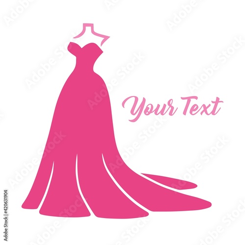 Bridal Wear Boutique Logo. Wedding Gown Sexy Dress Fashion Logo Design Vector Illustration