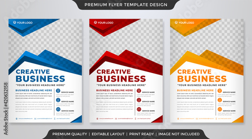 set of a4 flyer design with abstract background style and modern concept 