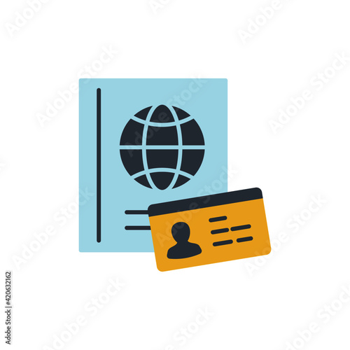 Driver license, passport icon in color icon, isolated on white background 