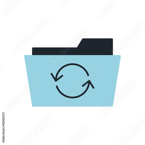 Backup, data sync icon in color icon, isolated on white background 