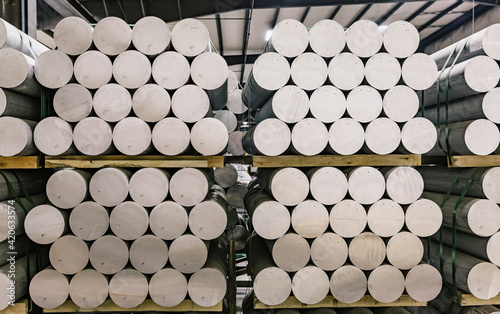 Aluminum Billet in Industrial Storage Facility