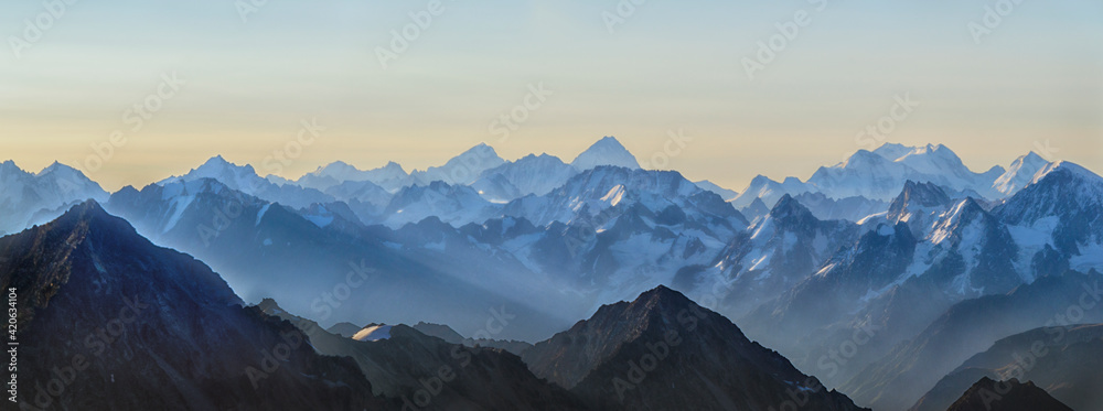 View of the Great Caucasus Range from Elbrus