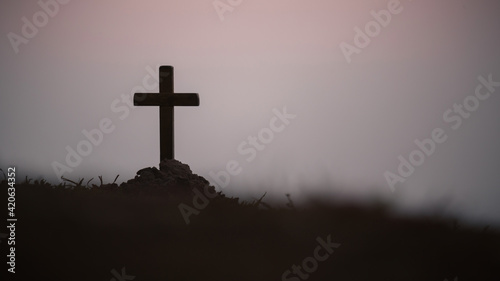 Silhouette jesus christ on cross background