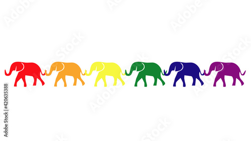 Elephants with lgbt flag colors
