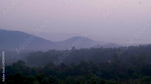 Wallpaper Mural Overcast Sky Over Forested Mountain Near Countryside Of Cotigao Wildlife Sanctuary, South Goa, India. - Static Wide Shot Torontodigital.ca