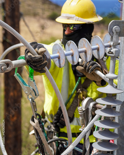 Lineman Changing Out Insulator Strain