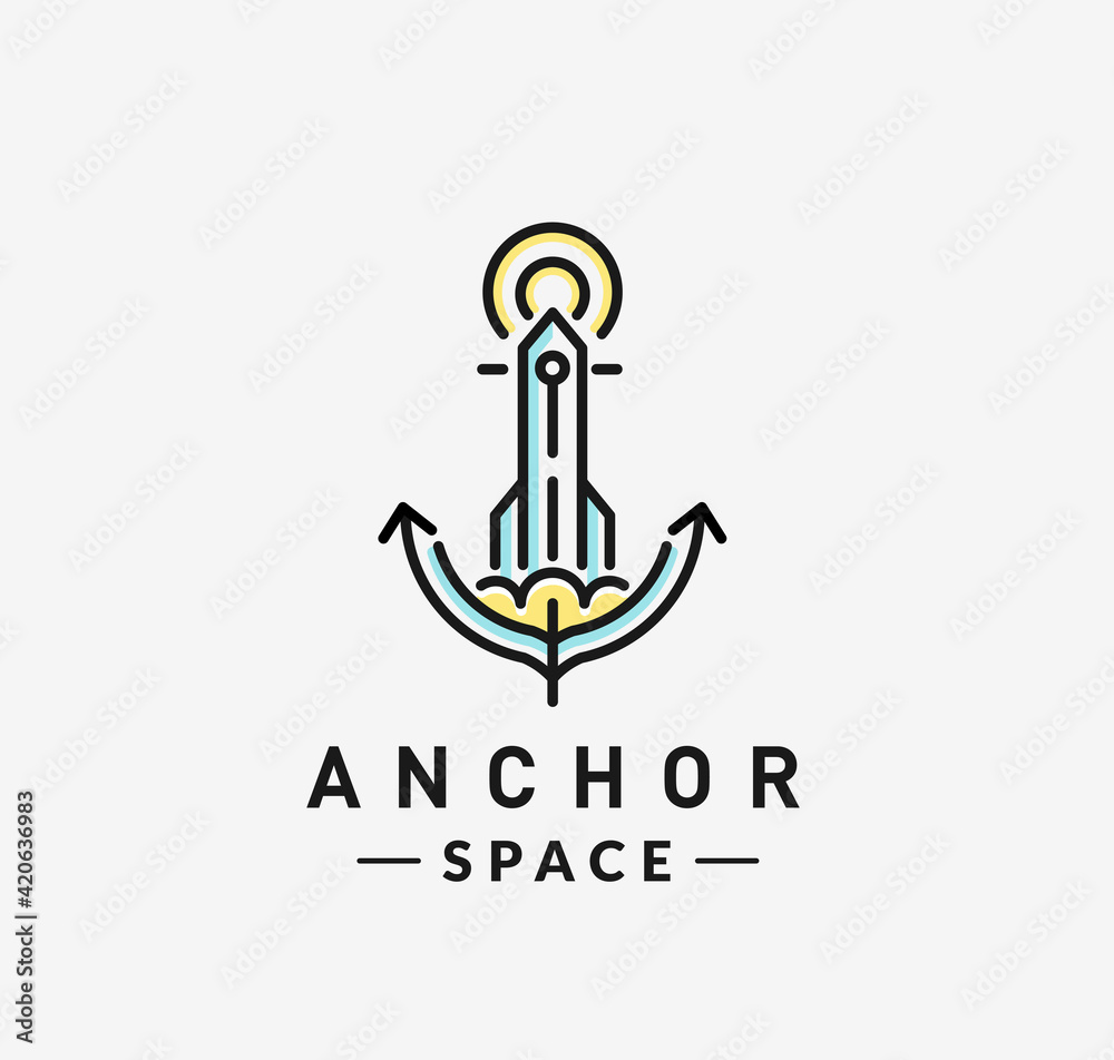 Anchor space vector, anchor rocket vector concept ,navigation and nautical logo vector concept Anchor space vector, anchor rocket vector concept ,navigation and nautical logo vector concept