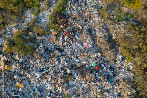 dump in the field filmed with a drone photo