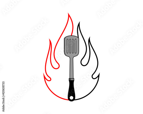Spatula with fire line surrounding
