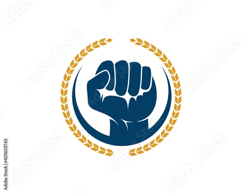 Circular wheat with hand fist inside