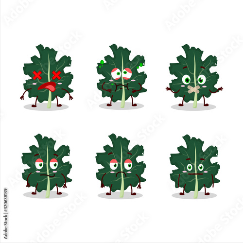 Kale cartoon in character with nope expression