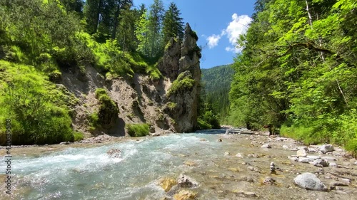 Valley Wimbachtal with Wimbach river in the Berchtesgaden Alps, Germany. photo