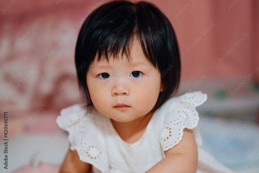 Portrait of little girl with teardrops on face Portrait of little girl with teardrops on face