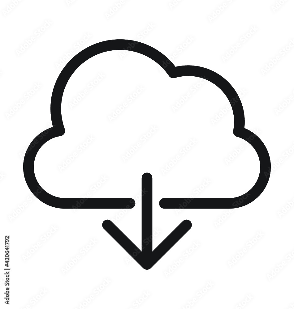 Cloud Download Line Vector Icon