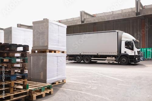 Trailer truck prepared to distribute carload