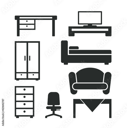 illustration of furniture, furniture  icons.