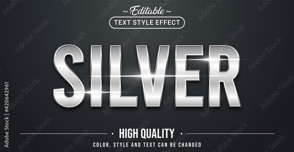 Editable text style effect - Silver theme style.