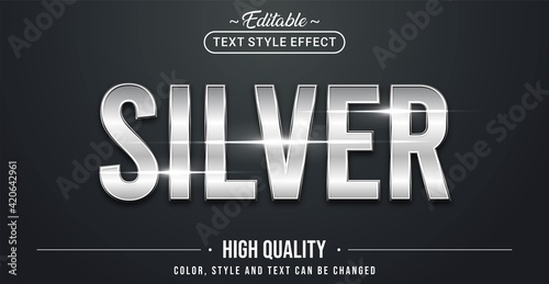 Editable text style effect - Silver theme style.
