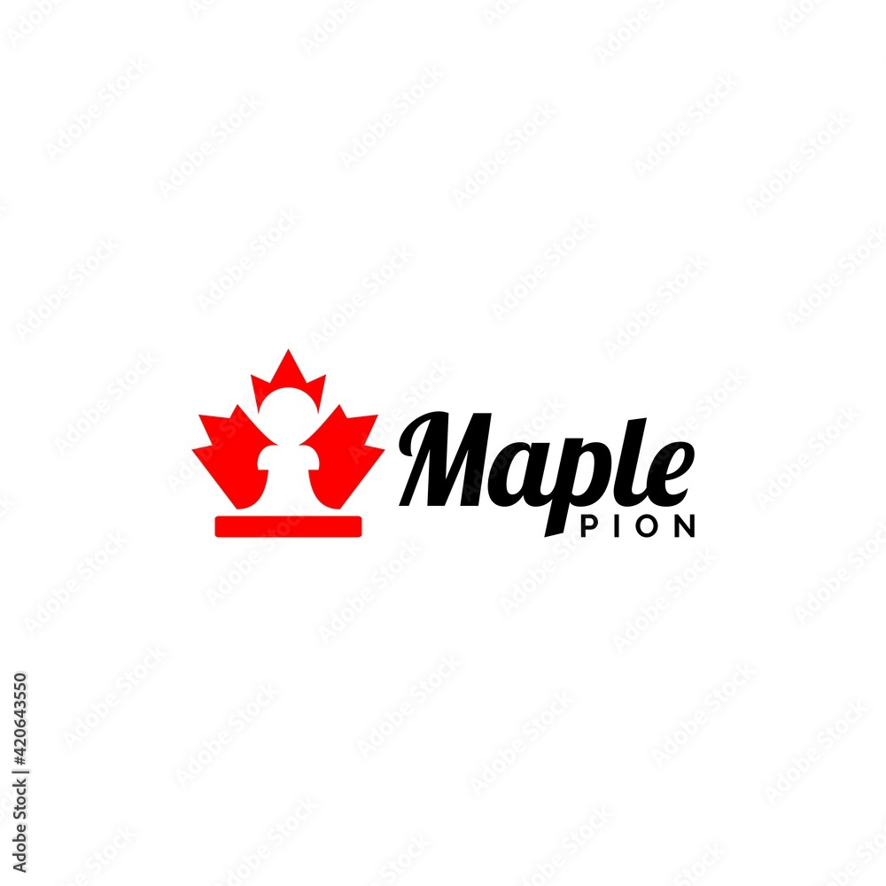 Maple Pion Logo Design Vector