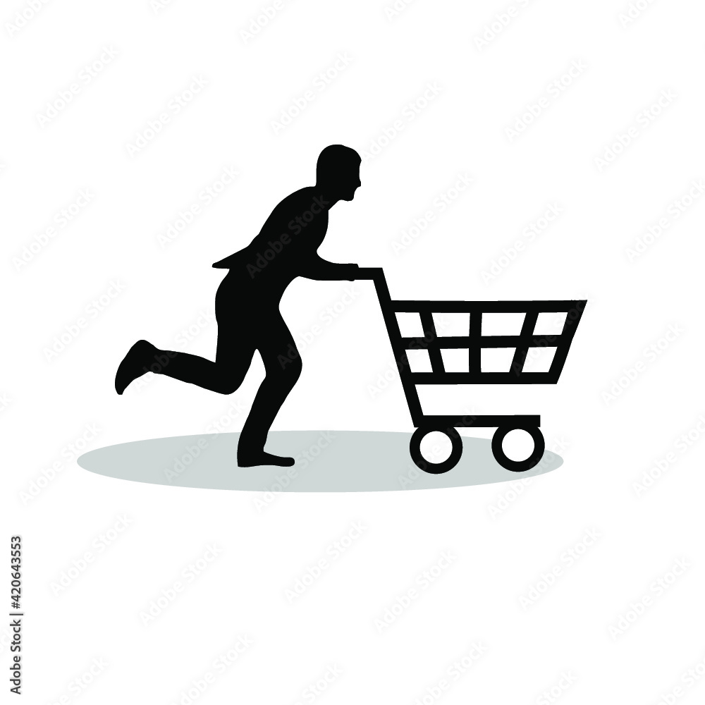 silhouette of icon of someone pushing a trolley silhouette of icon of someone pushing a trolley