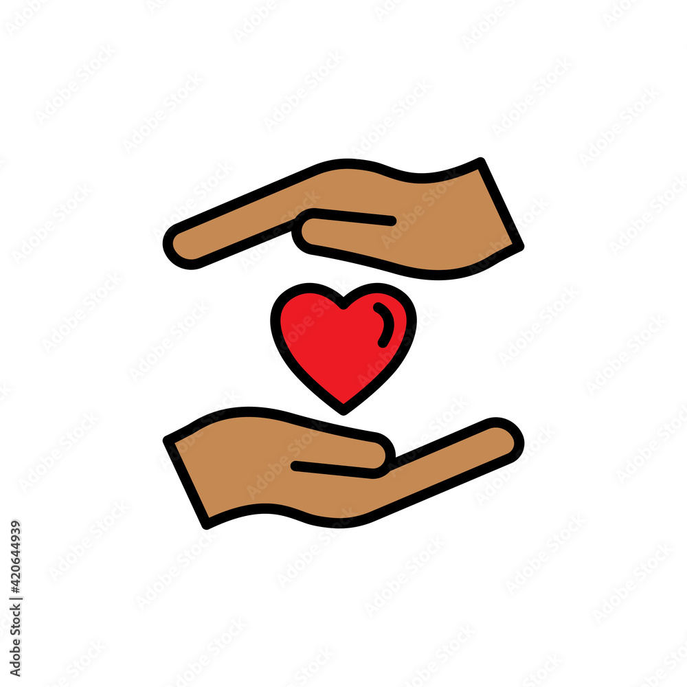Hand lineal color icon with heart. the icon can be used for application icon, web icon, infographic. Editable stroke. Design template vector Hand lineal color icon with heart. the icon can be used for application icon, web icon, infographic. Editable stroke. Design template vector