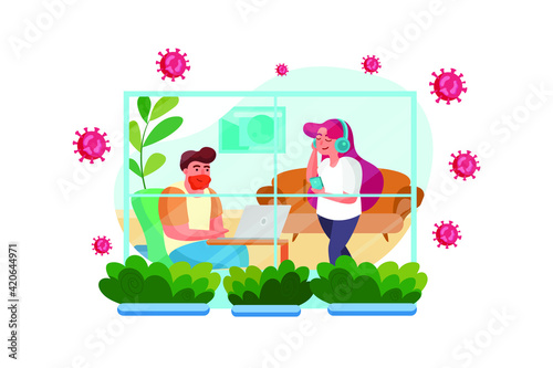 The couple is social isolation and working from home.