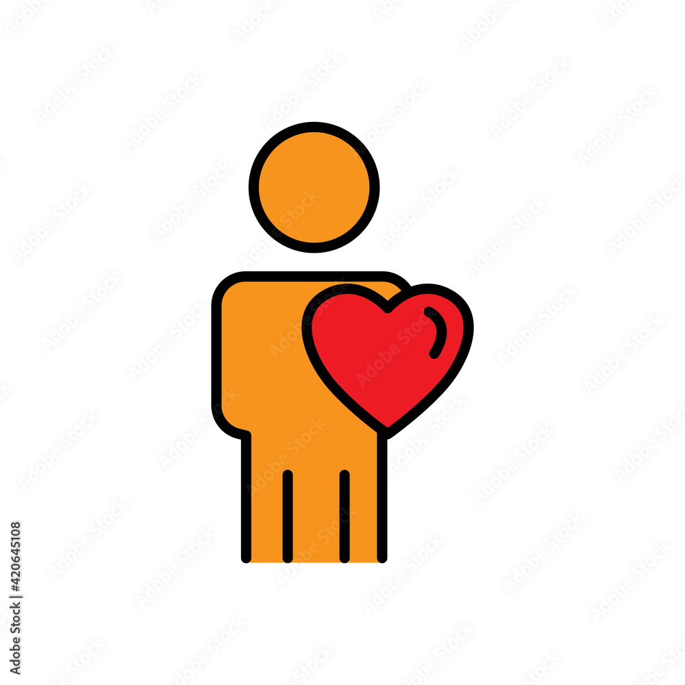 People lineal color icon with heart. the icon can be used for application icon, web icon, infographic. Editable stroke. Design template vector People lineal color icon with heart. the icon can be used for application icon, web icon, infographic. Editable stroke. Design template vector