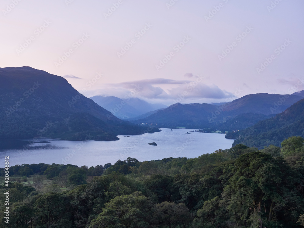 Ullswater lake at dawn. Lake District, Cumbria, UK.
