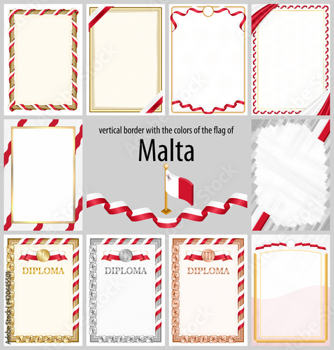 Vertical frame and border with Malta flag