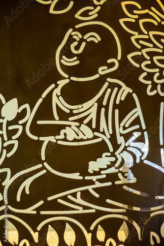 Monk Image on the glass photo