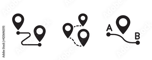 Fotografia Map, route, gps distance, roadmap icon set