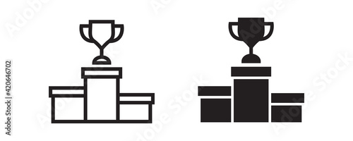 Winner podium icon set. Vector graphic illustration. Suitable for website design, logo, app, template, and ui. 