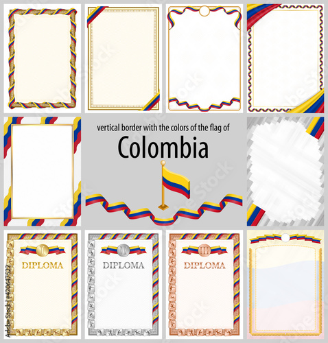Vertical frame and border with Colombia flag