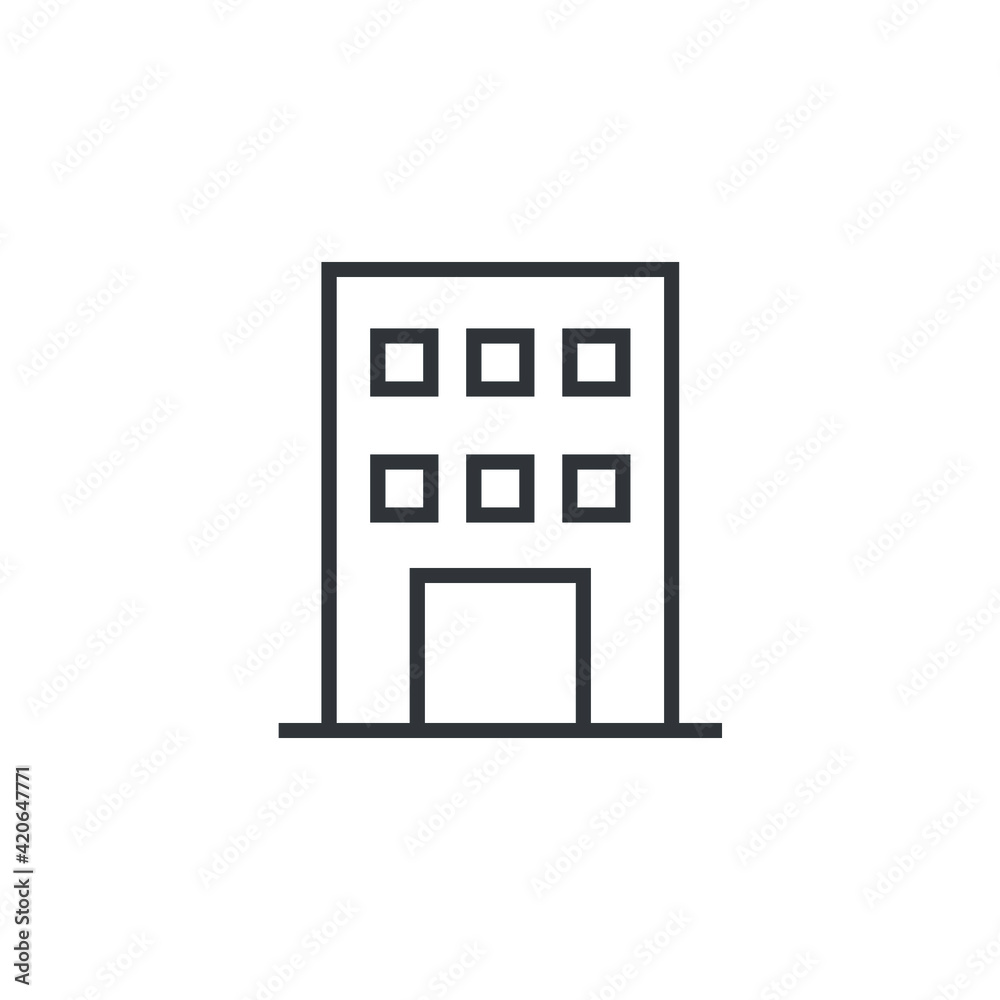 Building line icon. Simple outline style. Office, modern urban skyscraper, apartment, business, green home, house concept. Vector illustration isolated on white background. EPS 10.