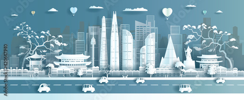 Travel landmarks south korea city with modern and ancient architecture.