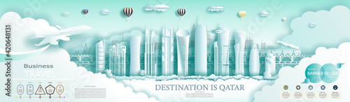 Travel Qatar top world modern skyscraper and famous city architecture.
