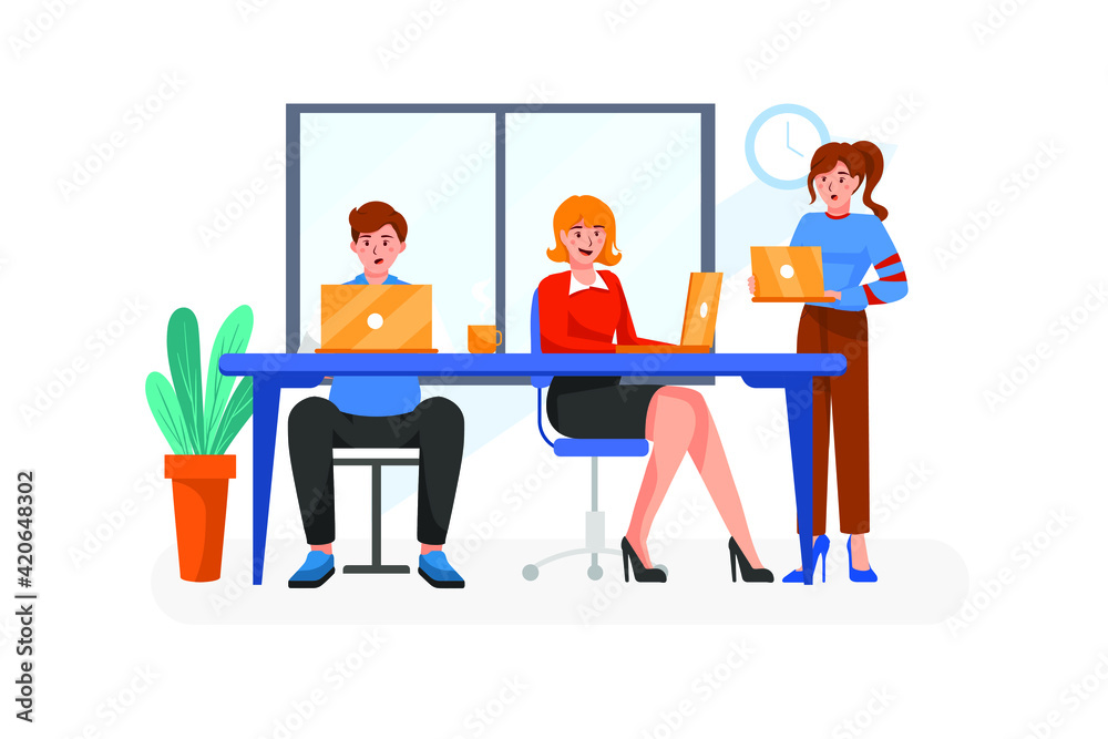 Business people working in office Vector Illustration concept. Flat illustration isolated on white background.