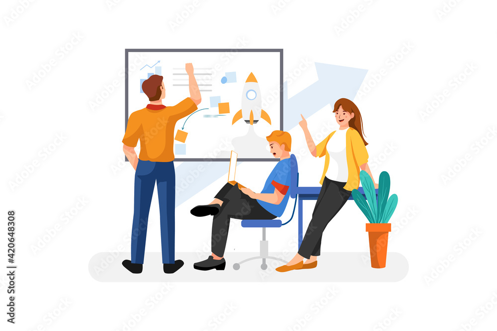 Obraz premium Startup planning Vector Illustration concept. Flat illustration isolated on white background.