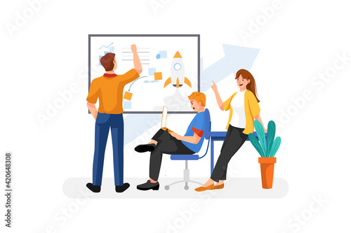 Startup planning Vector Illustration concept. Flat illustration isolated on white background.