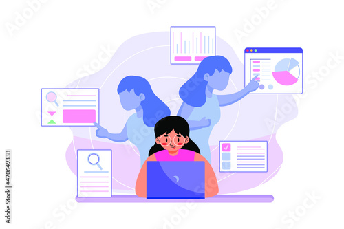 A girl searching information about stock market