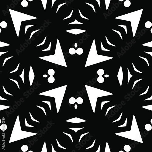 Geometric vector pattern with triangular elements. Seamless abstract ornament for wallpapers and backgrounds. Black and white patterns.