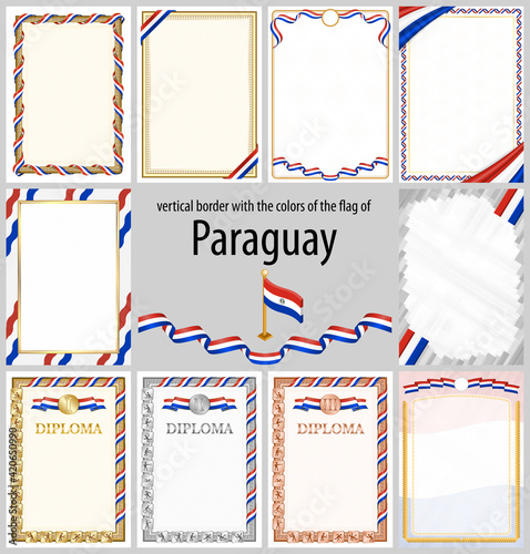 Vertical frame and border with Paraguay flag