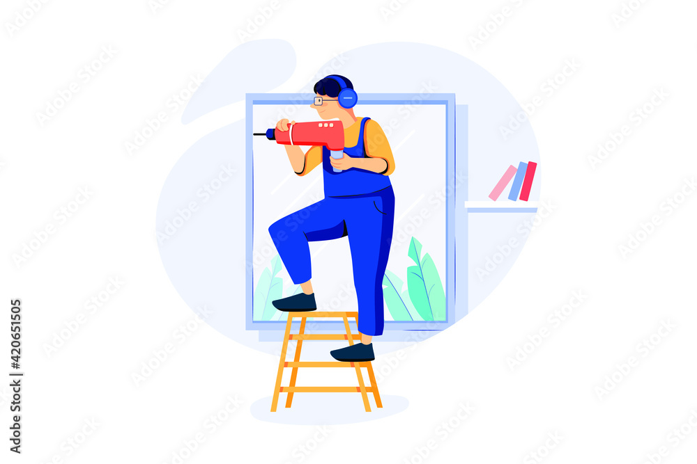 Handyman Service Illustration concept. Flat illustration isolated on white background. Handyman Service Illustration concept. Flat illustration isolated on white background.