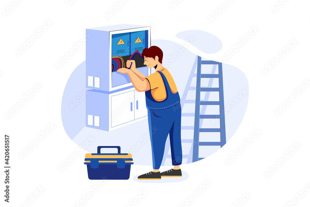 Handyman Service Illustration concept. Flat illustration isolated on white background.