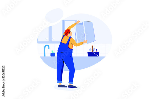 Handyman Service Illustration concept. Flat illustration isolated on white background.