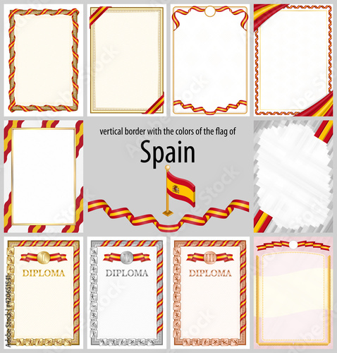 Vertical frame and border with Spain flag
